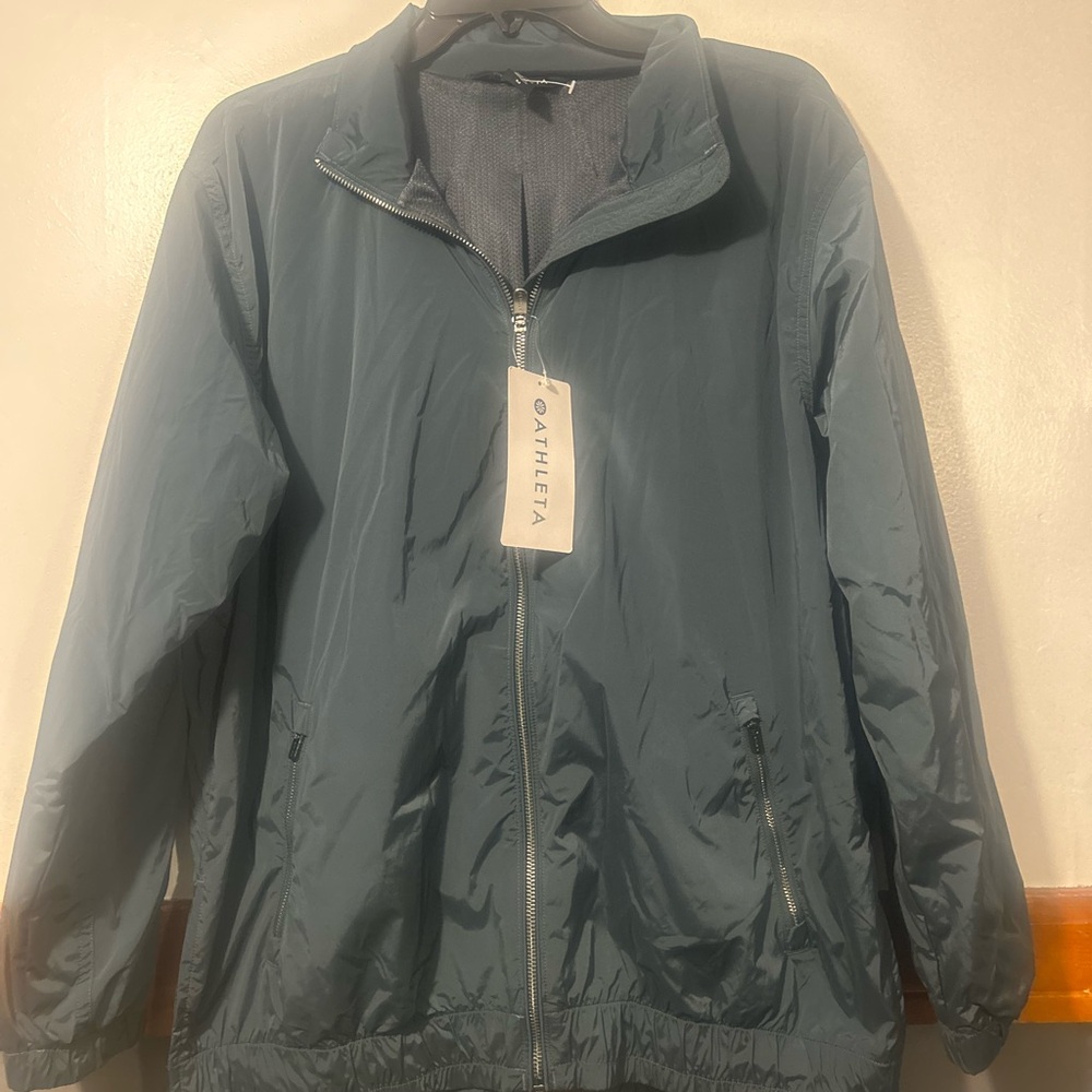Athleta Womens medium NWT Teal Zip Windbreaker Jacket